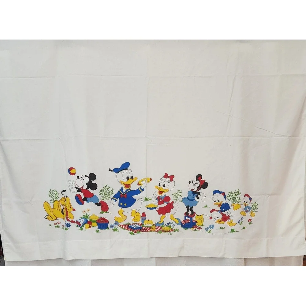 Vintage Mickey Mouse Twin Sheet Set Walt Disney Production Fitted, Flat, 1 Case‎
